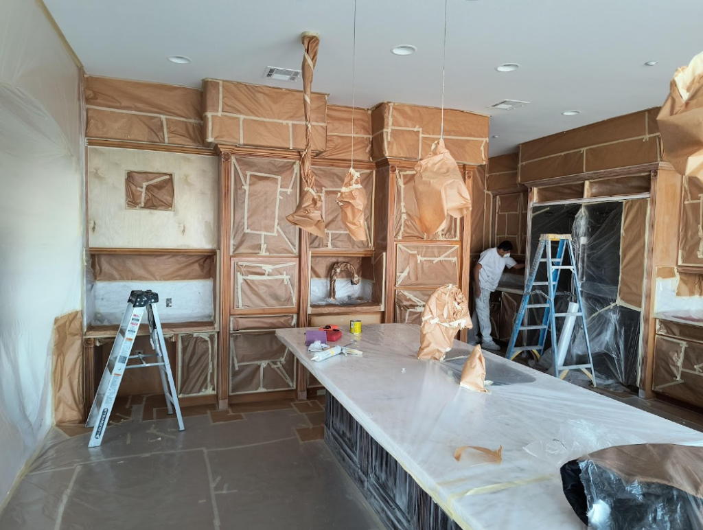 Cabinet painting preparation and finish example